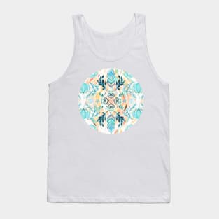 Abstract Painted Boho Pattern in Cyan & Teal Tank Top